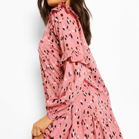 Printed funnel neck smock dress - Picture 2 of 5